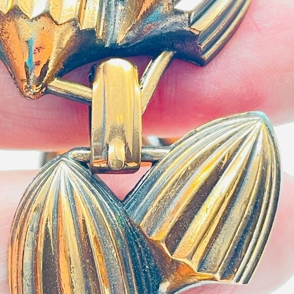 Vintage Cone Link Bracelet Copper Tone Chunky Classic Retro Shell - Picture 3 of 8